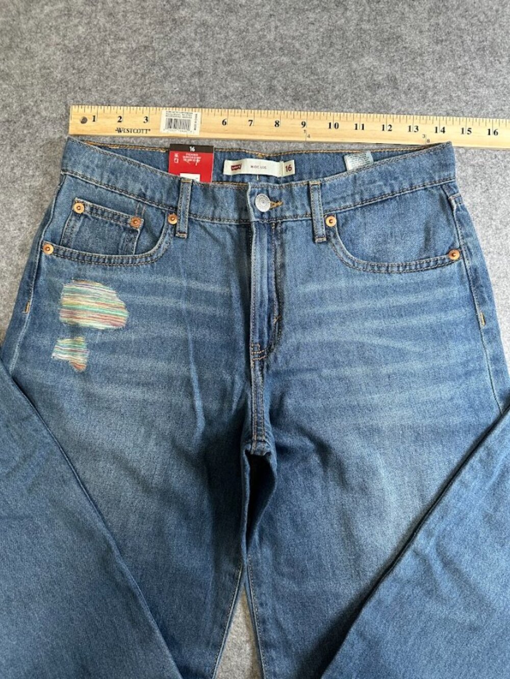 Levi’s Girls Size 16 Wide Leg Jeans NWT Distressed Comfort Stretch Adjustable - Picture 11 of 11
